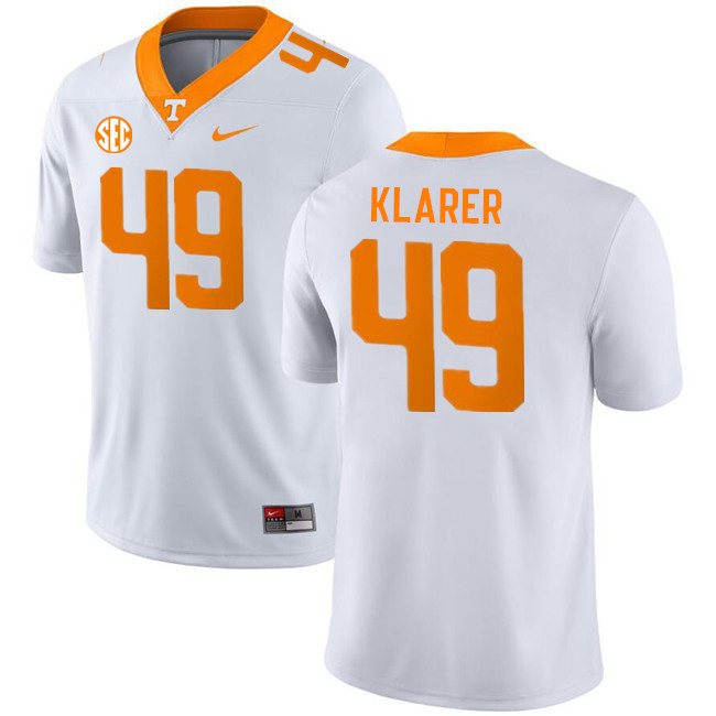 Tennessee Volunteers #49 Rudy Klarer College Football Jerseys Stitched Sale-White